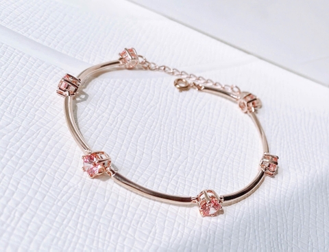 SWAROVSKI Constella bangle (Round cut, Pink, Rose gold-tone plated) - Vòng, lắc tay pha lê hồng