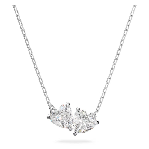 SWAROVSKI Mesmera necklace (Heart, White, Rhodium plated) - Dây cổ, dây chuyền, hình đôi trái tim - JEWELRY NECKLACE