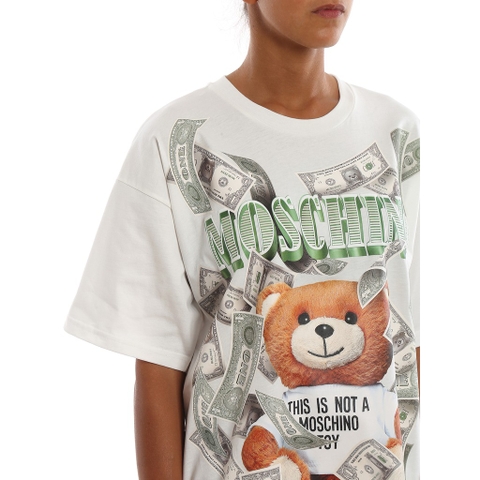 ÁO MOSCHINO DOLLAR TEDDY BEAR WHITE T-SHIRT