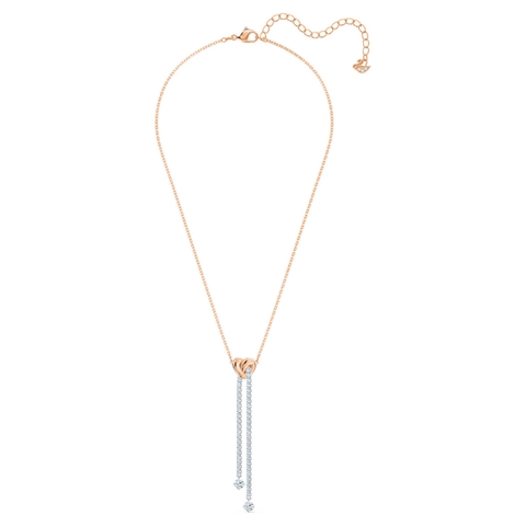 SWAROVSKI Lifelong Heart pendant Y (White, Rose gold-tone plated) - Dây cổ, dây chuyền HÌNH TIM PHỐI ĐÁ - SWAROVSKI - JEWELRY NECKLACE