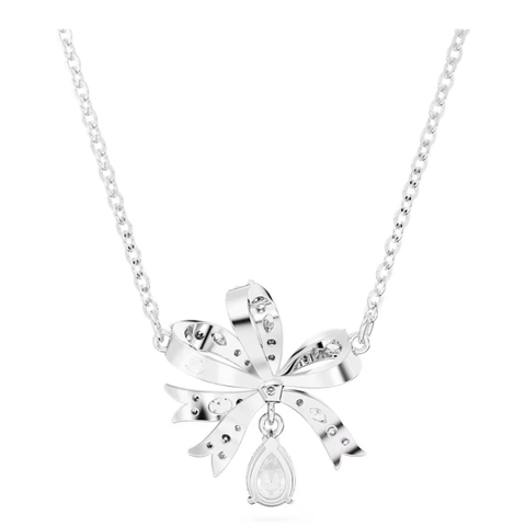 SWAROVSKI Hyperbola Volta necklace (Bow, Small, White, Rhodium plated) - Dây cổ, dây chuyền thiên hình nơ trắng - JEWELRY NECKLACE