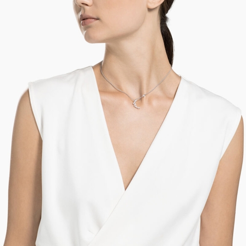 SWAROVSKI Moonsun Necklace  (White, Rhodium plated) - Dây cổ, dây chuyền trăng khuyết, pha lê trắng - JEWELRY NECKLACE