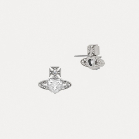 CHÍNH HÃNG - VIVIENNE WESTWOOD Ariella Earrings - Khuyên, hoa tai đính đá pha lê hình trái tim - JEWELRY