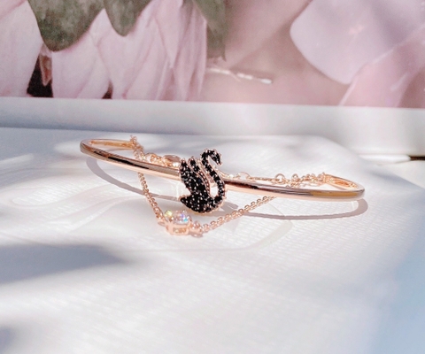 SWAROVSKI Swarovski Swan bangle (Swan, Black, Rose gold-tone plated) - Vòng/lắc tay thiên nga đen - SWAROVSKI - JEWELRY