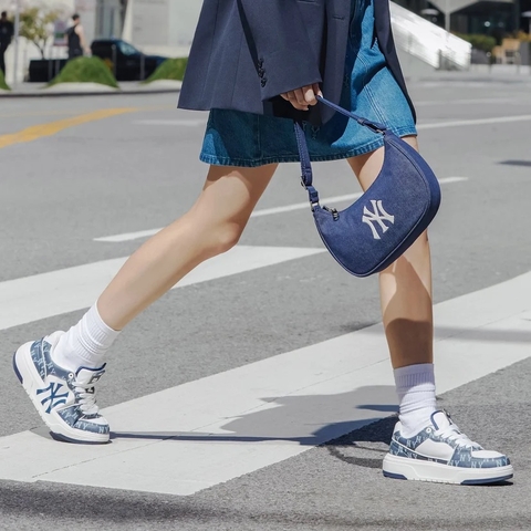 Giày MLB Chunky Liner Denim Classic Monogram New York Yankees Navy