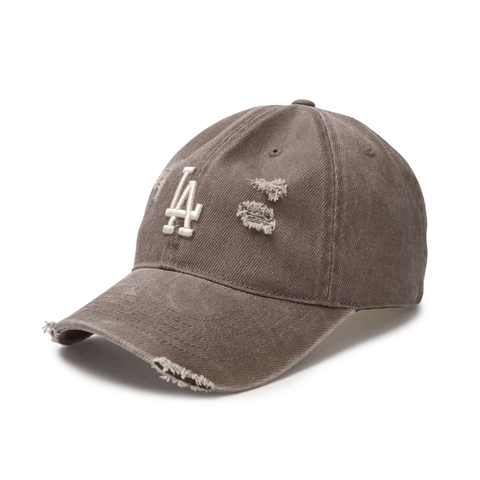 MLB Damage Washing Unstructured Ball Cap LA Dodgers BROWN - Mũ lưỡi trai, nón kết