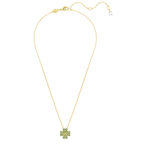 SWAROVSKI Idyllia pendant (Clover, Green, Gold-tone plated) - Dây cổ, dây chuyền lá, pha lê xanh - JEWELRY NECKLACE