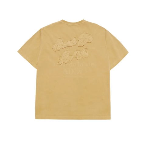 ADLV APPLIQUE LOGO PIGMENT TSHIRT YELLOW - Áo thun cổ tròn tay lỡ màu vàng