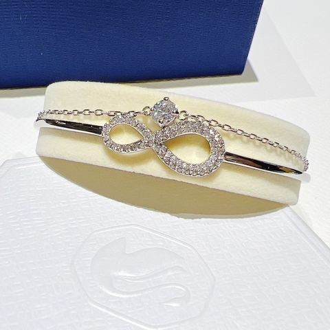 SWAROVSKI Infinity Bangle (White, Rhodium Plated) - Vòng/lắc tay vô cực, tình yêu vĩnh cửu, màu trắng - JEWELRY BRACELET