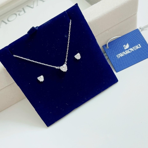 SWAROVSKI Attract set (Heart, White, Rhodium plated) - EARRINGS & NECKLACE - Khuyên tai + dây cổ hình tim - SWAROVSKI - JEWELRY