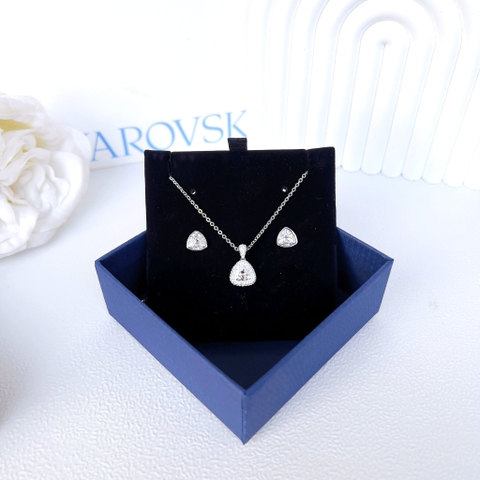 SWAROVSKI Begin set (Trilliant cut, White, Rhodium plated) - EARRINGS & NECKLACE - Khuyên tai + dây cổ - JEWELRY