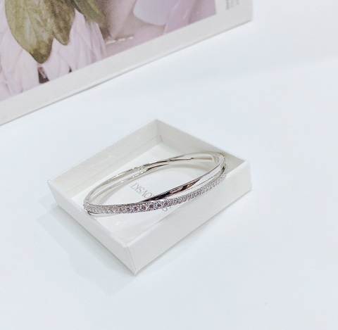 SWAROVSKI Twist bangle (White, Rhodium plated) - Vòng/lắc tay pha lê trắng - JEWELRY BRACELET