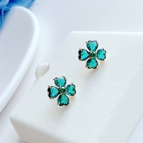 SWAROVSKI Idyllia stud earrings (Clover, Green, Gold-tone plated) - KHUYÊN TAI CỎ BỐN LÁ - SWAROVSKI - JEWELRY