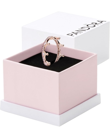PANDORA Pink Sparkling Crown Ring (Rose-gold 14k plated, Pink Crystal) - Nhẫn mạ vàng hồng 14k, hình vương miệng lấp lánh, đá pha lê hồng - RINGS JEWELRY