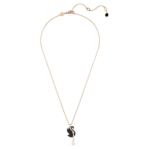 CHÍNH HÃNG - SWAROVSKI Swan pendant (Black, Rose gold-tone plated) - Dây cổ, chuyền thiên nga pha lê đen, giọt nước rơi - JEWELRY NECKLACE