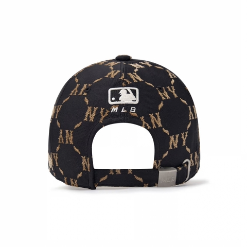 Mũ MLB Diamond Monogram Jacquard Structure Ball Cap New York Yankees Black - Mũ lưỡi trai, nón kết màu đen