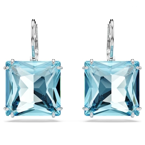 SWAROVSKI Millenia drop earrings (Square cut, Blue, Gold-tone plated) - Khuyên tai pha lê xanh biển - JEWELRY