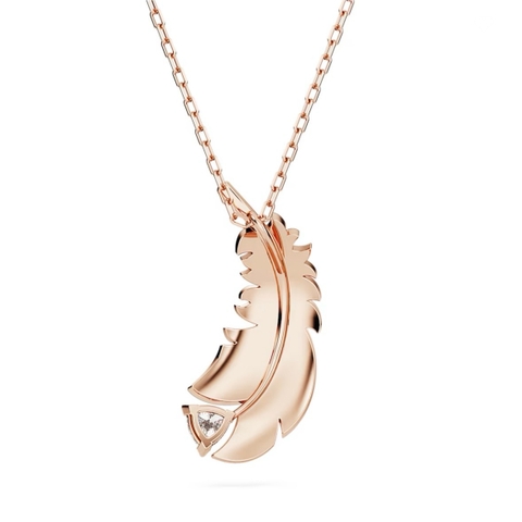 SWAROVSKI Nice pendant (Feather, White, Rose gold-tone plated) - Dây cổ, dây chuyền lông vũ hồng vàng - SWAROVSKI - JEWELRY NECKLACE