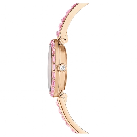 SWAROVSKI Matrix Bangle watch (Swiss Made, Crystal bracelet, Pink, Rose) - Đồng hồ, mặt tròn, dây kim loại, đính đá pha lê hồng - JEWELRY