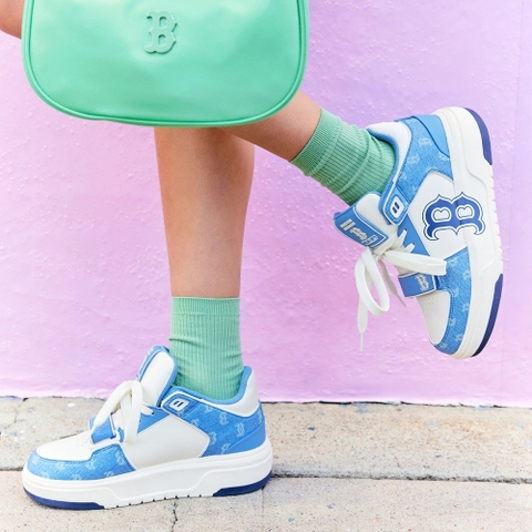 Giày MLB Chunky Liner Mid Classic Monogram B Boston Denim