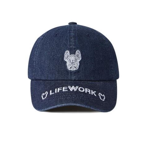 Mũ LIFEWORK Bulldog Ball Cap Daẩk Denim - Mũ, nón kết, lưỡi trai màu xanh jean sẫm hình chó