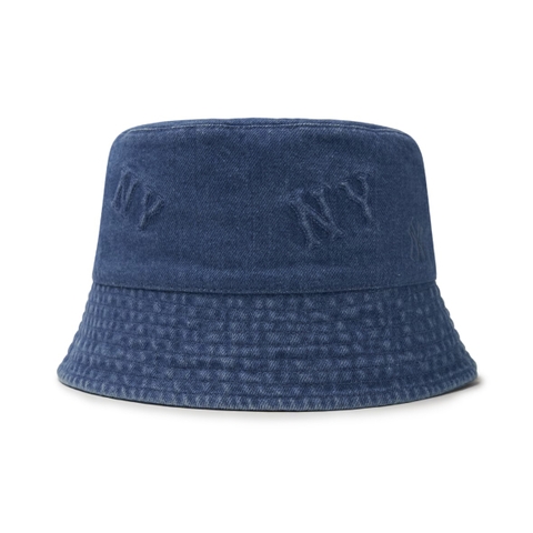 Mũ MLB Classic Monogram Random Tonal Tone Emboss Denim Bucket Hat Drop Fit New York Yankees Blue - Mũ vành tròn màu xanh