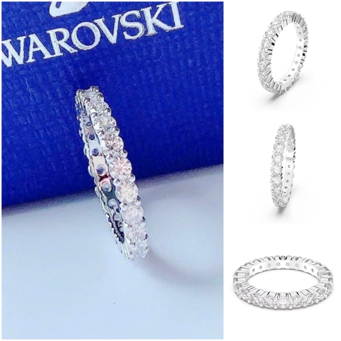 SWAROVSKI Matrix Vittore ring (Round cut, White, Rhodium plated) - RINGS - Nhẫn tròn, pha lê trắng - JEWELRY