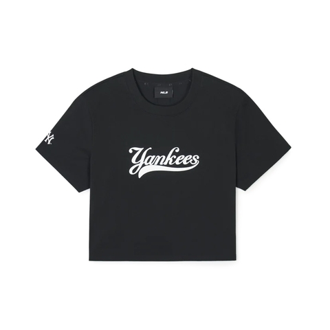 Áo MLB Women's Basic Varsity Cultive Crop T-Shirt New York Yankees Black - Áo thun cổ tròn, dáng ngắn, tay lỡ màu đen