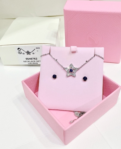 SWAROVSKI Stella set (Mixed cuts, Star, Blue, Rhodium plated) - EARRINGS & NECKLACE - Khuyên tai + dây cổ hình sao - SWAROVSKI - JEWELRY