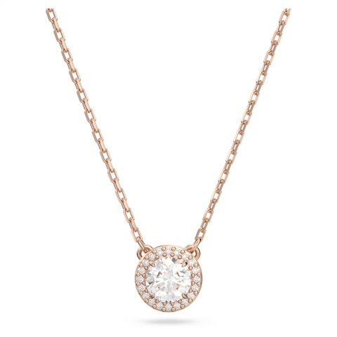 SWAROVSKI Una Angelic pendant (Round cut, Pavé, White, Rose gold-tone) - Dây cổ, dây chuyền, pha lê trắng - JEWELRY NECKLACE