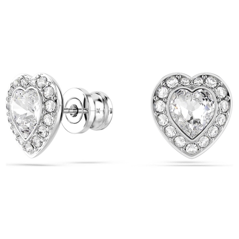 CHÍNH HÃNG - SWAROVSKI x Ariana Grande - stud earrings (Mixed cuts, Heart, White, Rhodium plated) - Khuyên tai, đính pha lê trắng, trái tim - JEWERY