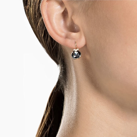 SWAROVSKI Bella V drop earrings (Round cut, Gray, Rose gold-tone plated) - Khuyên tai, pha lê xám - JEWERY
