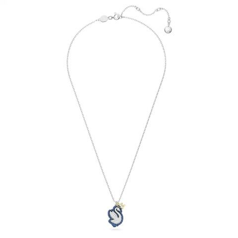 SWAROVSKI Swan pendant (Blue, White, Rhodium-plated) - Dây cổ, dây chuyền thiên nga, pha lê xanh biển - JEWELRY NECKLACE