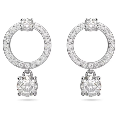 SWAROVSKI Constella hoop earrings (Round cut, White, Rhodium plated) - Khuyên tai pha lê trắng, vòng tròn - JEWELRY