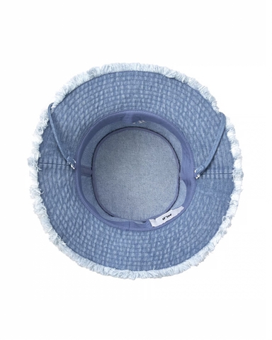 MŨ MLB Color Denim Safari Bucket Hat New York Yankees NY Blue - Mũ vành tròn, có dây thắt, màu xanh