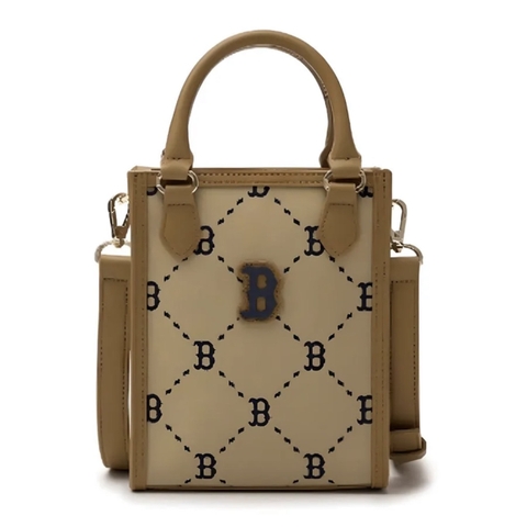 TÚI MLB MONOGRAM PHONE TOTE CROSSBODY BAG BROWN/PINK/BLACK - TÚI ĐEO CHÉO - MÀU NÂU/HỒNG/ĐEN