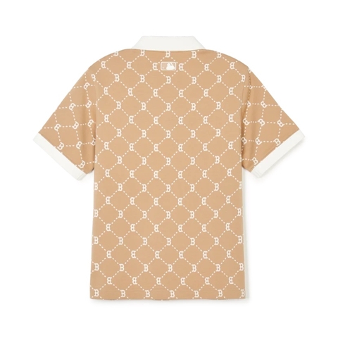 Áo MLB Women's Diamond Monogram Jacquard Collar Polo Shirt B BOSTON