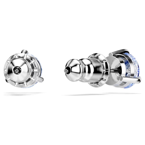 SWAROVSKI Solitaire stud earrings (Round cut, Blue, Rhodium plated) - Khuyên tai, hình tròn, pha lê xanh - JEWERY