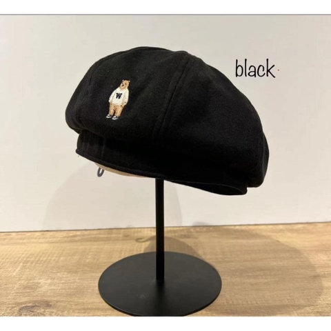 MŨ BERET WHOAU BLACK - MŨ NỒI MÀU ĐEN