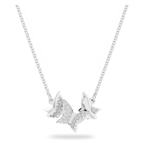 SWAROVSKI Lilia necklace (Butterfly, White, Rhodium plated) - Dây cổ, dây chuyền hoạ tiết bướm - JEWELRY NECKLACE