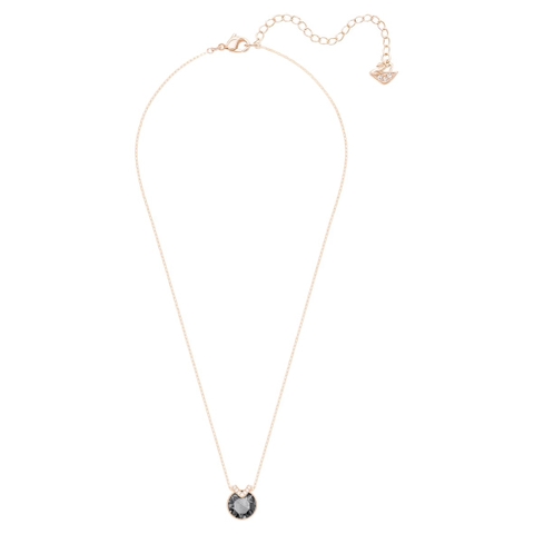 SWAROVSKI Bella V pendant (Round cut, Gray, Rose gold-tone plated) - Dây cổ, dây chuyền pha lê xám - JEWELRY NECKLACE