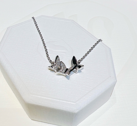 SWAROVSKI Lilia necklace (Butterfly, White, Rhodium plated) - Dây cổ, dây chuyền hoạ tiết bướm - JEWELRY NECKLACE
