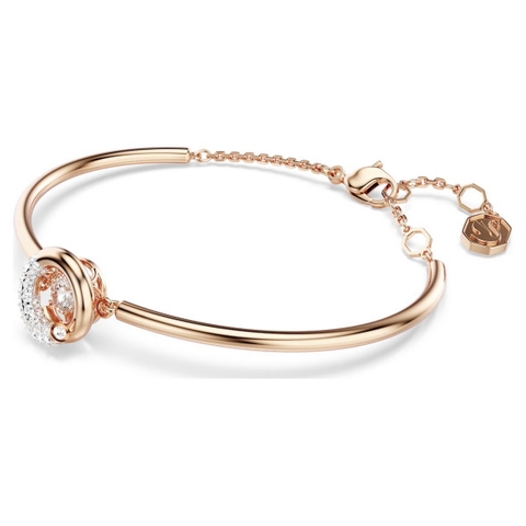 CHÍNH HÃNG - SWAROVSKI Dextera bangle (Round cut, White, Rose gold-tone plated) - Vòng, lắc tay, pha lê trắng - JEWELRY BRACELET