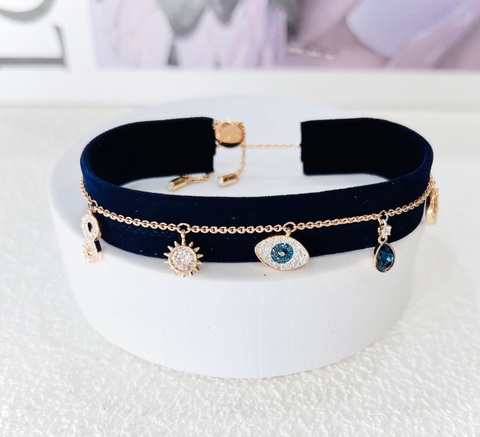 SWAROVSKI Symbolica bracelet (Infinity, evil eye & horseshoe, Blue, Rose gold-tone plated) - Vòng/lắc tay hình các biểu tượng - JEWELRY