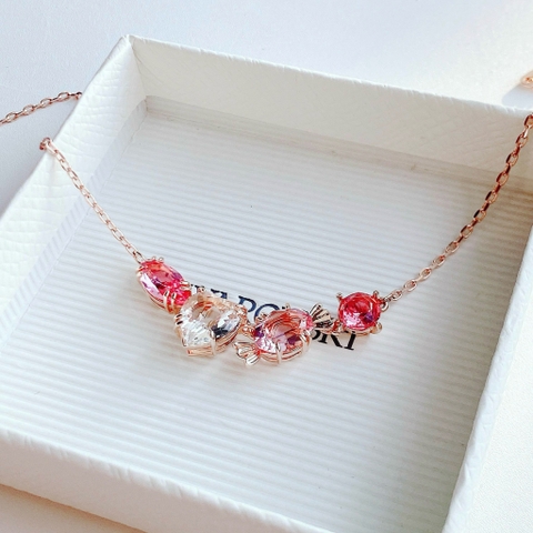SWAROVSKI Gema 520 pendant (Candy and heart, Pink, Rose gold-tone plated) - Dây chuyền kẹo, tim, LOVE hồng - JEWELRY NECKLACE