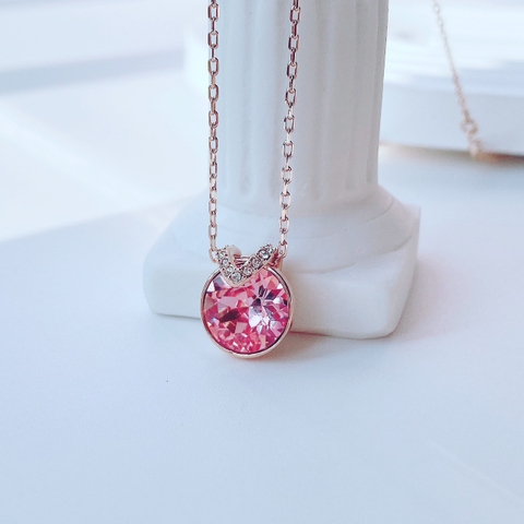 SWAROVSKI Bella V pendant (Round cut, Pink, Rose gold-tone plated) - Dây cổ, dây chuyền pha lê tròn màu hồng - JEWELRY NECKLACE