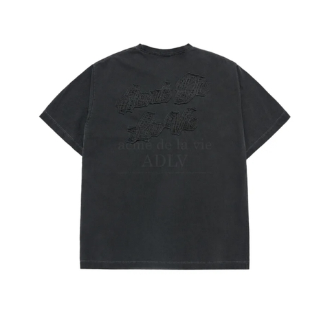 ADLV APPLIQUE LOGO PIGMENT TSHIRT CHARCOAL - Áo thun cổ tròn tay lỡ màu than chì