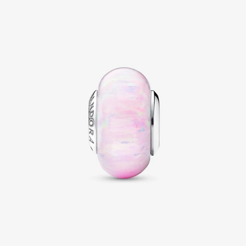 PANDORA Opalescent Pink Charm (Silver Sterling, Opal Lap-created) - Hạt trang trí vòng tay hình tròn, tone hồng, bạc 925 - JEWELRY