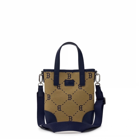 Túi MLB Diamond monogram jacquard mini tote crossbody bag Boston Red Sox Beige - Túi xách, túi đeo chéo màu nâu be