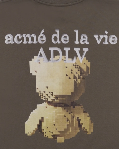 ÁO ADLV BLOCK BEAR CACAO T-SHIRT - Áo thun cổ tròn tay lỡ, hình gấu, màu nâu cacao